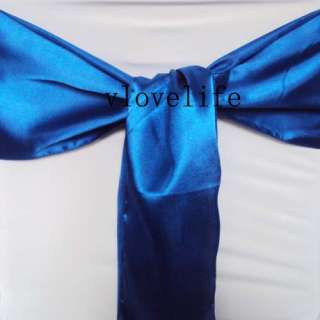 New Royal Blue Satin Chair Sash Bow Cover Banquet Decor  