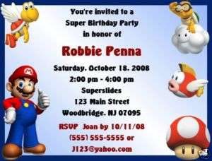 Super Mario Brothers Invitations/Birthday Party Supply  
