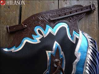 Black Pro Rodeo Bronc Bull Riding Show Leather Chaps PBR PRCA