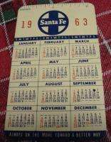 1963 Santa Fe Railroad Pocket Calendar Great Graphics  