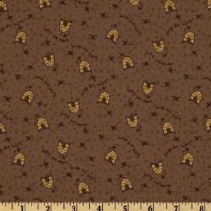  44 Wide Secret Garden Beehive Brown Fabric By The Yard 