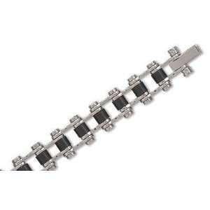  Bike Chain Bracelet   Stainless Steel and Rubber 7.5 