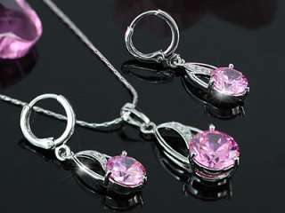 Carat Pink Sapphire 18K Necklace Earrings Set SN264  