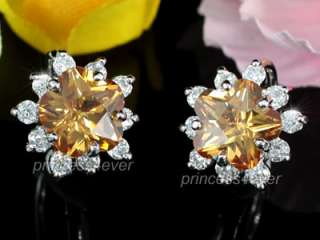 Carat Amber Sapphire Flower Earrings SE407  