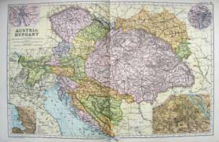 AUSTRIA   HUNGARY 1912 original antique map  