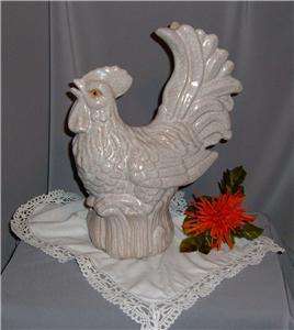 LG. CERAMIC POTTERY DECORATIVE DISPLAY ROOSTER CHICKEN FIGURE # 34 