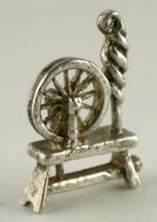 Vintage English Sterling Silver Charm Of SPINNING WHEEL  