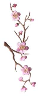 Pink Cherry Blossoms Flower Embroidered Iron On Patch Applique 
