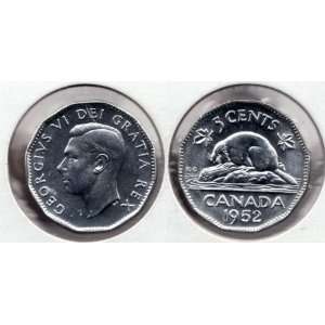  Almost Uncirculated 1952 Canadian Nickel    Unusual 12 