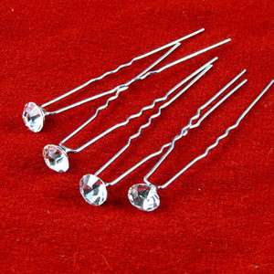   SHIPPING 4 bridal diamond like rhinestone crystal Hair Pin fork  
