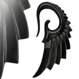  Hand carved buffalo bone black angel wing taper, 00,sold 