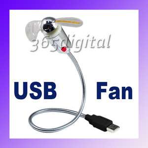 FLEXIBLE USB LED LIGHT WITH FAN FOR NOTEBOOK LAPTOP PC  