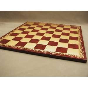  Burgundy and Gold Leather Chess Board 