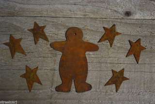 Primitive Rusty Tin Gingerbread Man & Stars + crafts +  