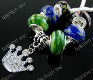 Lots 50 Pcs Rhinestone King Crown Beads Fit Bracelet 1  