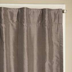  Striped Charcoal Dupioni Silk Curtain Panel 51 Inch x 108 Inch  
