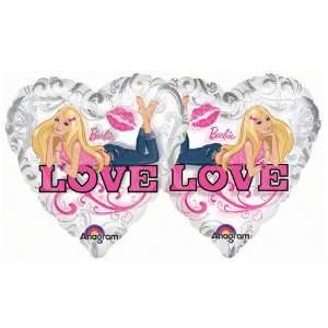  Clear Metallic Barbie Valentine Heart 18 Mylar Balloon 
