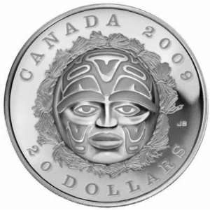  2009 $20 Silver Coin Canada Summer Moon Mask Beautiful By 