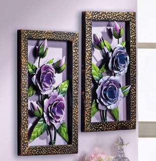 pc Violet Floral Metal Wall Art 3D Flower Decor NEW A3708  