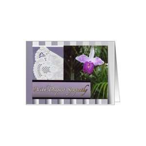 Sympathy card purple lilly cross shape condolence card with deepest 