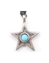 Cool Turquoise Color Star Pewter Pendant Necklace