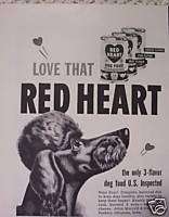 RED HEART DOG FOOD POODLE VINTAGE 1951 PRINT AD  