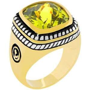  14K Gold Bonded White Gold Bonded Peridot CZ Ring Jewelry