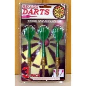   Piece Green Plastic and Brass Dart Set Steel Tips: Sports & Outdoors