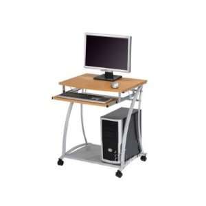  Small Rolling Computer Desk with Silver Metal Frame 