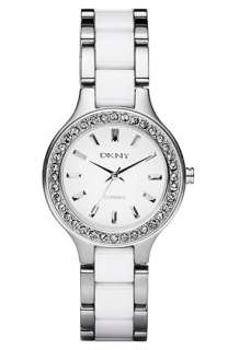 DKNY Ceramic & Stainless Steel Crystal Bezel Watch  