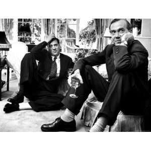 Film Director Carol Reed and Author Graham Greene Sitting on the Floor 