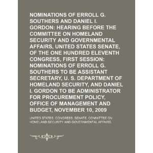 Nominations of Erroll G. Southers and Daniel I. Gordon hearing before 