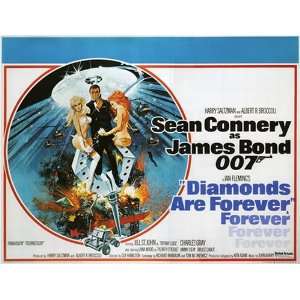 Vintage Ian Flemings James Bond 007 Movie Poster Diamonds Are Forever 
