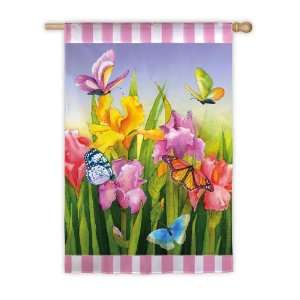  House Size Flag,Pink Striped Butterfly Welcome Patio 