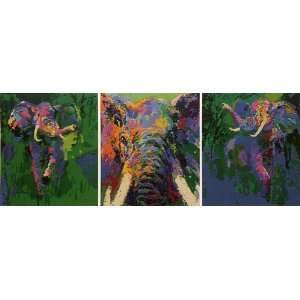 Leroy Neiman Elephant Triptych Postcard