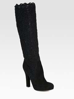 Dolce & Gabbana   Lace and Suede Knee High Boots