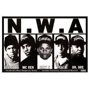  (24x36) NWA (Ice Cube, MC Ren, Eazy E, Yella, Dr Dre 