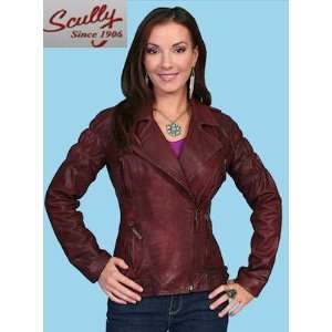  Scully Burnished Lamb Leather Jacket L309 Womens Wine 