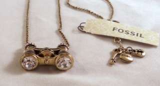 FOSSIL Brand Jewelry Binoculars Pendant Long Drop Necklace NWT  