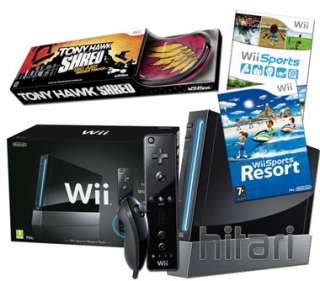 Nintendo Wii Console Black + Tony Hawk Shred bundle BRAND NEW FREE UK 
