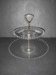   CANDLEWICK Clear 2 tier Serving Tray w handle Elegant Glassware  