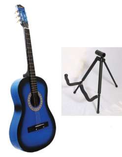 NEW HANDMADE BLUE Acoustic Guitar+Stand+Extras  