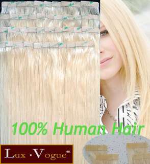 40pcs 100% Remy Hair Echthaar Haarverlängerung 3M Tape Extensions #24 