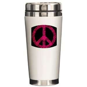  Ceramic Travel Drink Mug Flowered Peace Symbol PBB 