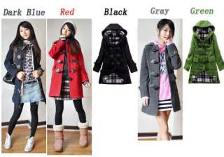 Hot New Warm Fashion Womens Winter Hood Woolen Long Jacket Coat M L XL 