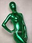   lycra spandex zentai costume shiny metallic green catsuit size S~XXL
