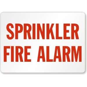 Sprinkler Fire Alarm (red on white) Plastic Sign, 14 x 10