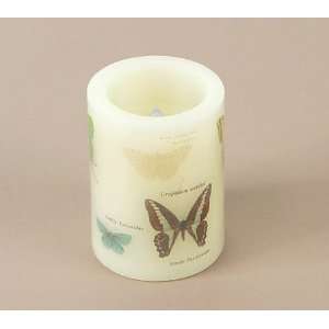   Butterfly Pattern Battery Operated Flameless LED Wax Pillar Candles 4