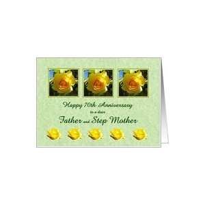  Happy 70th Anniversary Father and Step Mother   Yellow Rose Flowers 