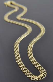 Italian 18K Yellow Gold Woven Mesh Chain 5mm Link Necklace 18  